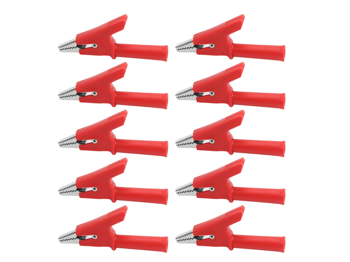 10pcs Grampo de Crocodilo de 10mm com tomada 4mm para projetos elétricos e baterias de carros | S/MARCA