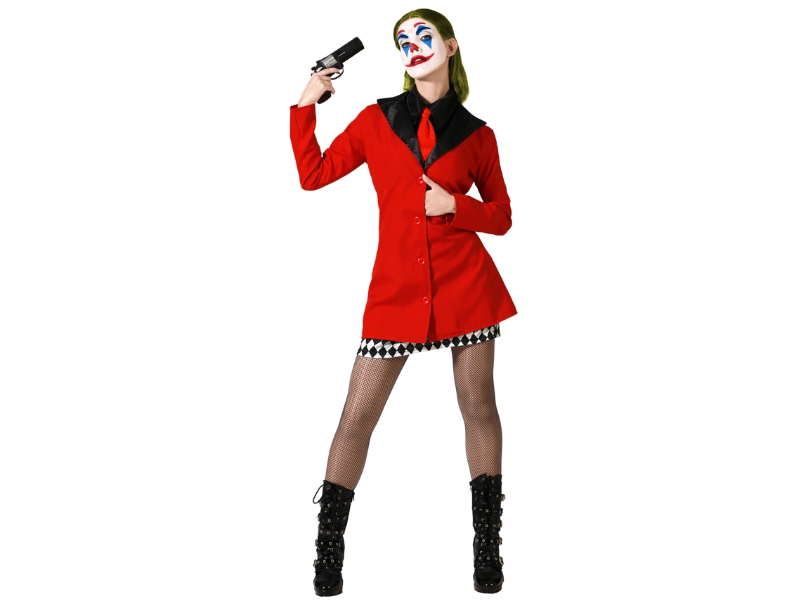 Disfarce Arlequim Halloween Vermelho Vestido Mulher Adulto M ATOSA