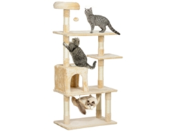 Árvore Grande Bege De Arranhão Gatos 70x40x152 Cm Torre Com Múltiplas Plataformas Caverna Hamade Varas