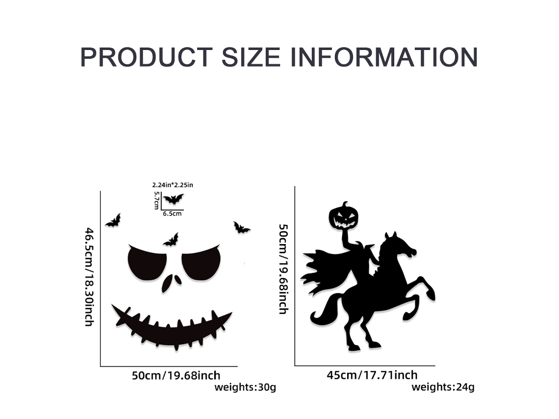 2 Adesivos de Porta Halloween Fantasma Preto para Decoração NEVEANCE