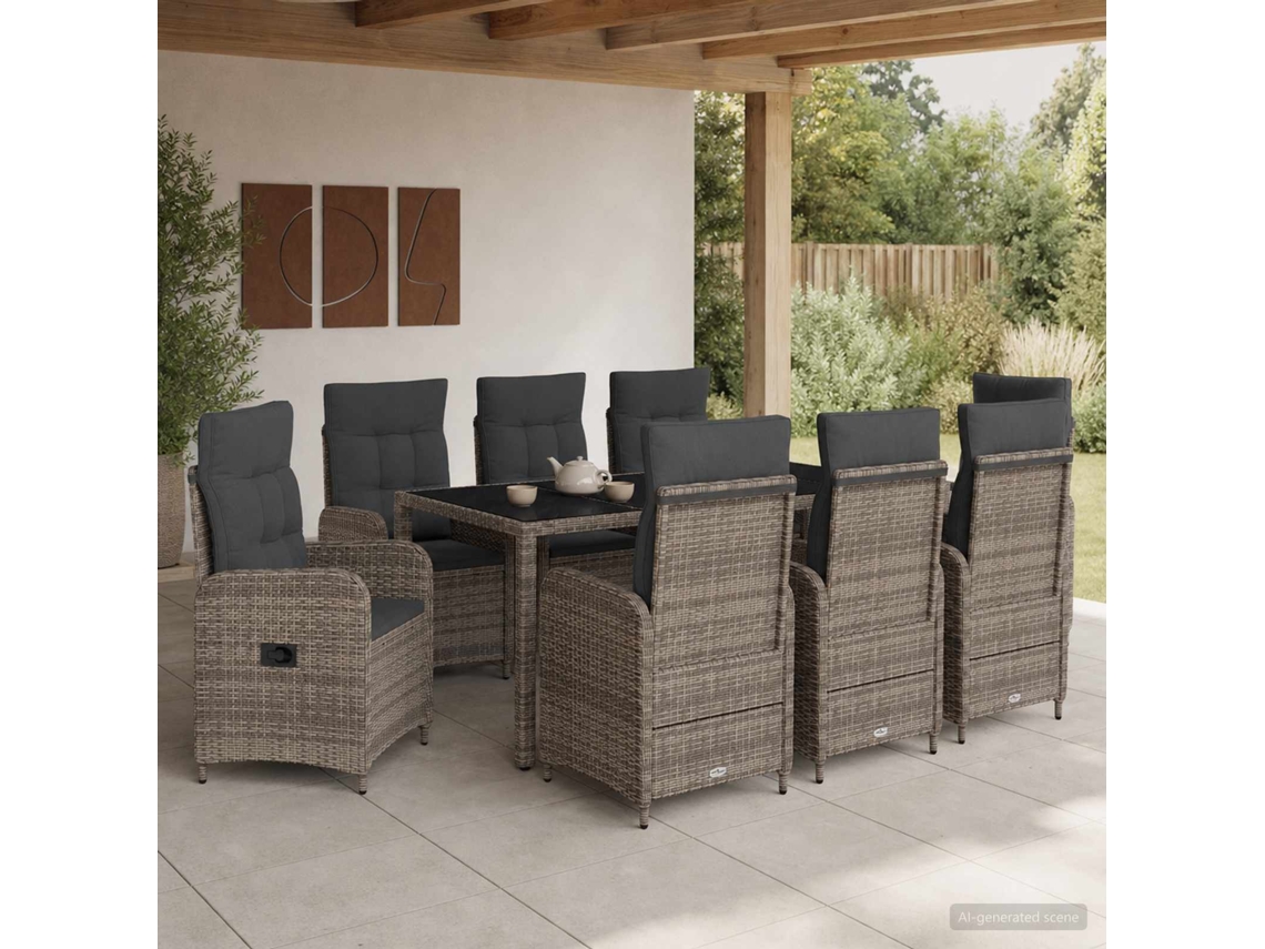 Vidaxl Conjunto De Jantar Para Exterior 9 Pcs
