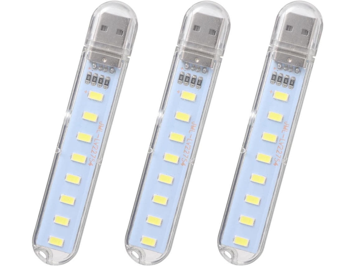 Luminária Noturna Led Usb Ultrabrilhante Em Plástico Branco Com 8