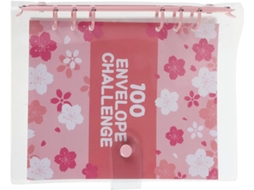 Caderno Rosa Imikeya A5 Com Envelopes Transparentes Para O Desafio De Economia 100-dias, Pasta De Orçamento E Livro