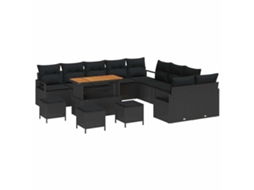 Maison Exclusive - Conjunto De Sofá De Jardim Com Almofada 14 Pcs Preto Vime Pe