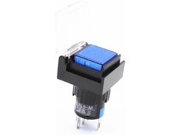 5-interruptores De Botão La16 12v 16mm Com Luz Azul, Furo De Montagem 16mm, Tampa Protetora E Travamento Automático
