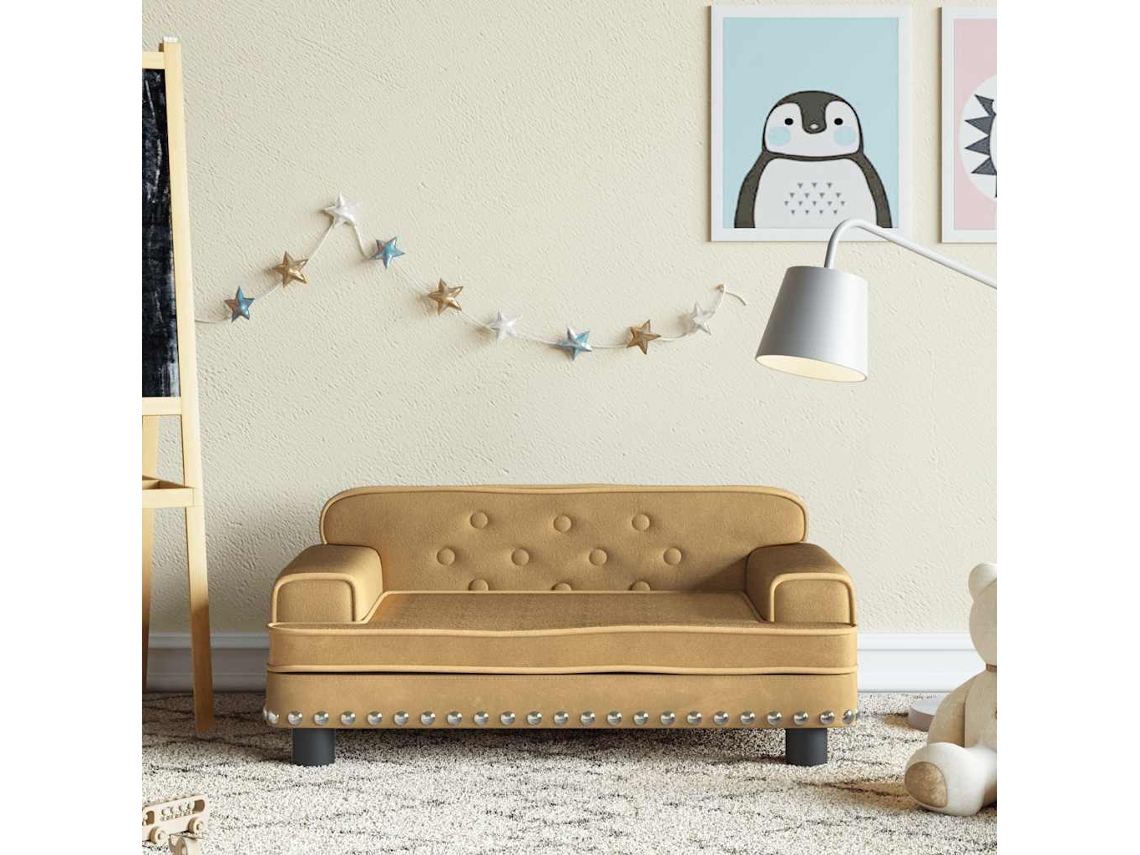 Vidaxl Sofá Infantil 70x45x30 Cm Veludo Castanho