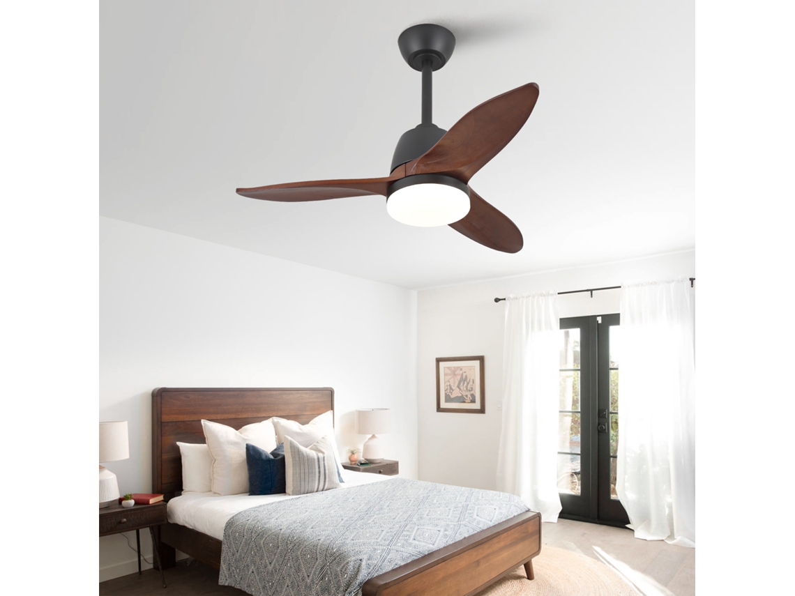 Ventilador Teto Preto 36 Pol Madeira Maciça 3 Cores Sala VELTRIX