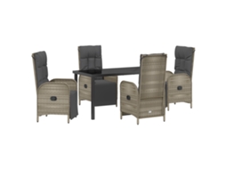 Conjunto 5 Conjunto De Jantar Para Jardim Vidaxl Cinzento Vime Pe (140 X 70 X 73 Cm)