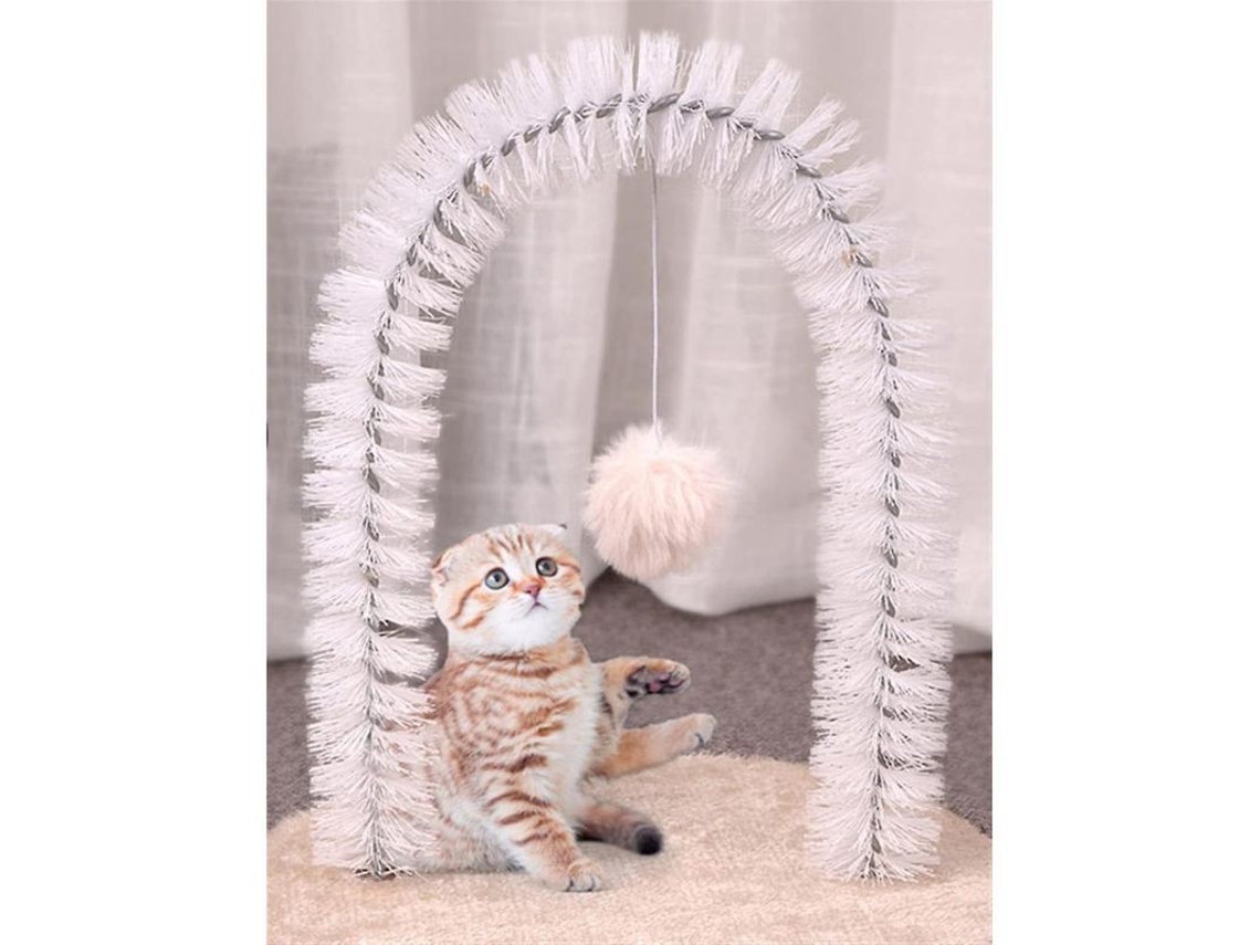 2026 brinquedo para Gatos Escova de Arranhar Arco Suave com Corda Material Plush Lavável Suprimento para Animais de Estimação Bege
