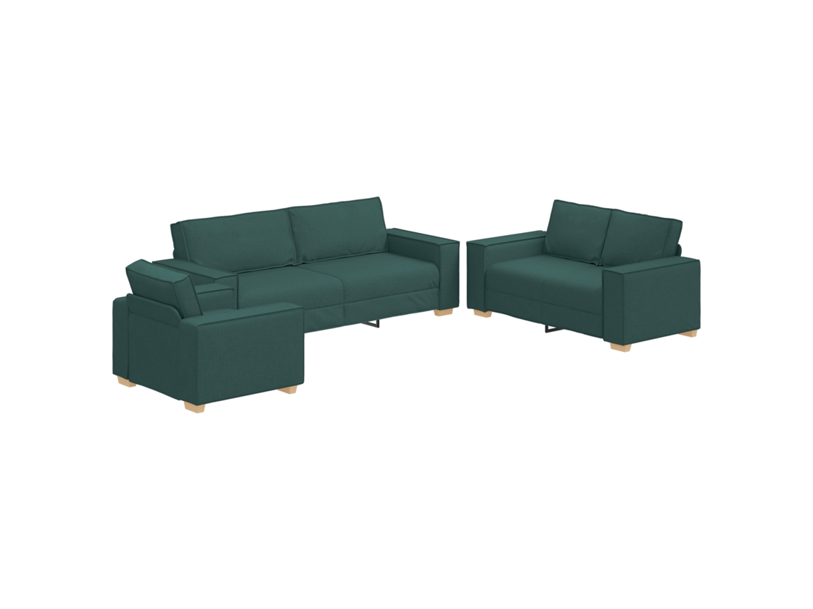 Conjunto 3 Sofá De Linho Vidaxl Verde Linho (220 X 80 X 84 Cm)
