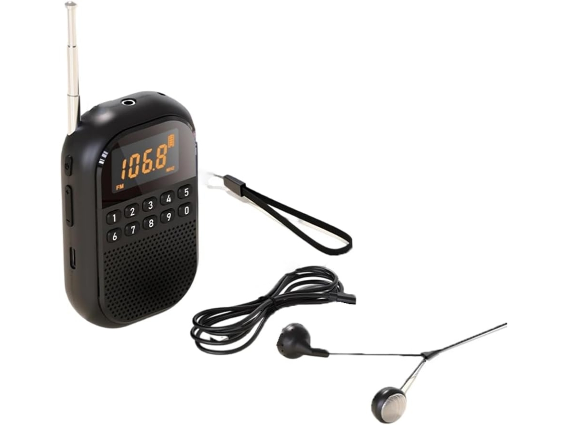 Rádio Pro Com Ecrã Led E Alimentação Preta