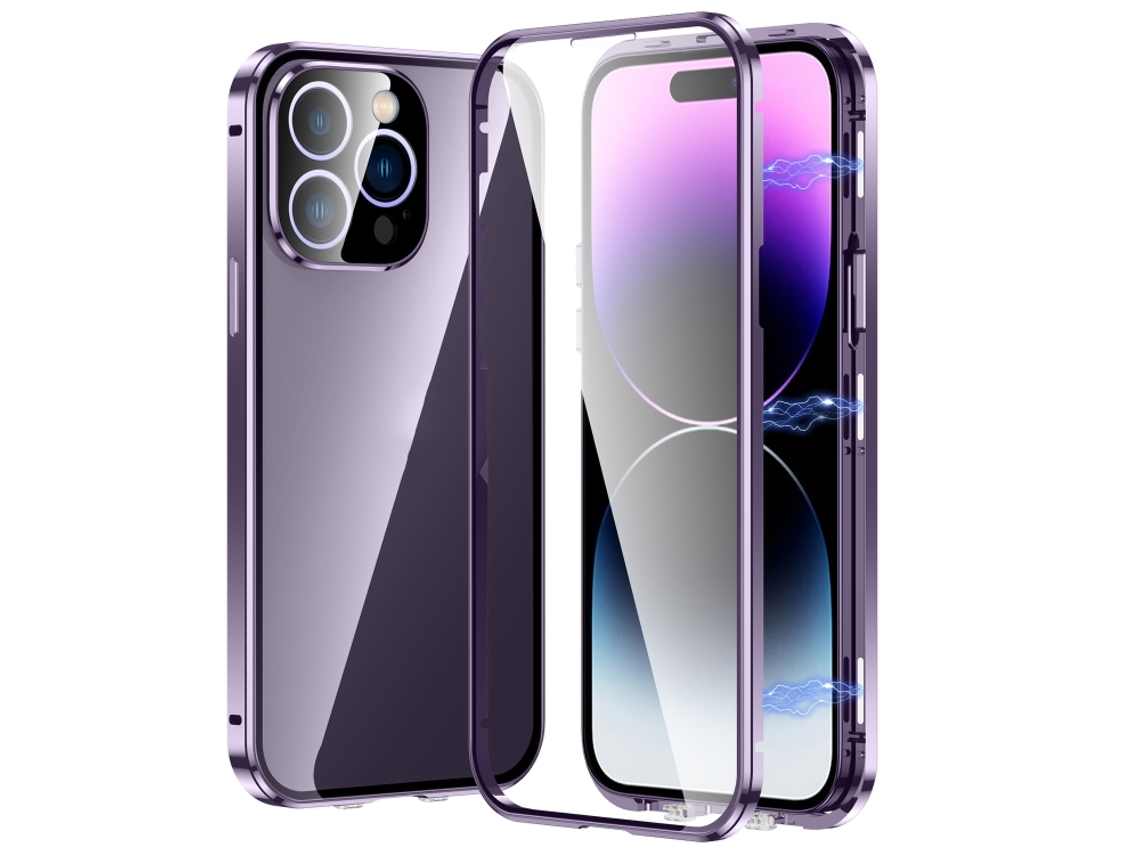 Capa De Vidro Temperado Hd Para Iphone 14 Pro Max - Fecho Magnético Duplo