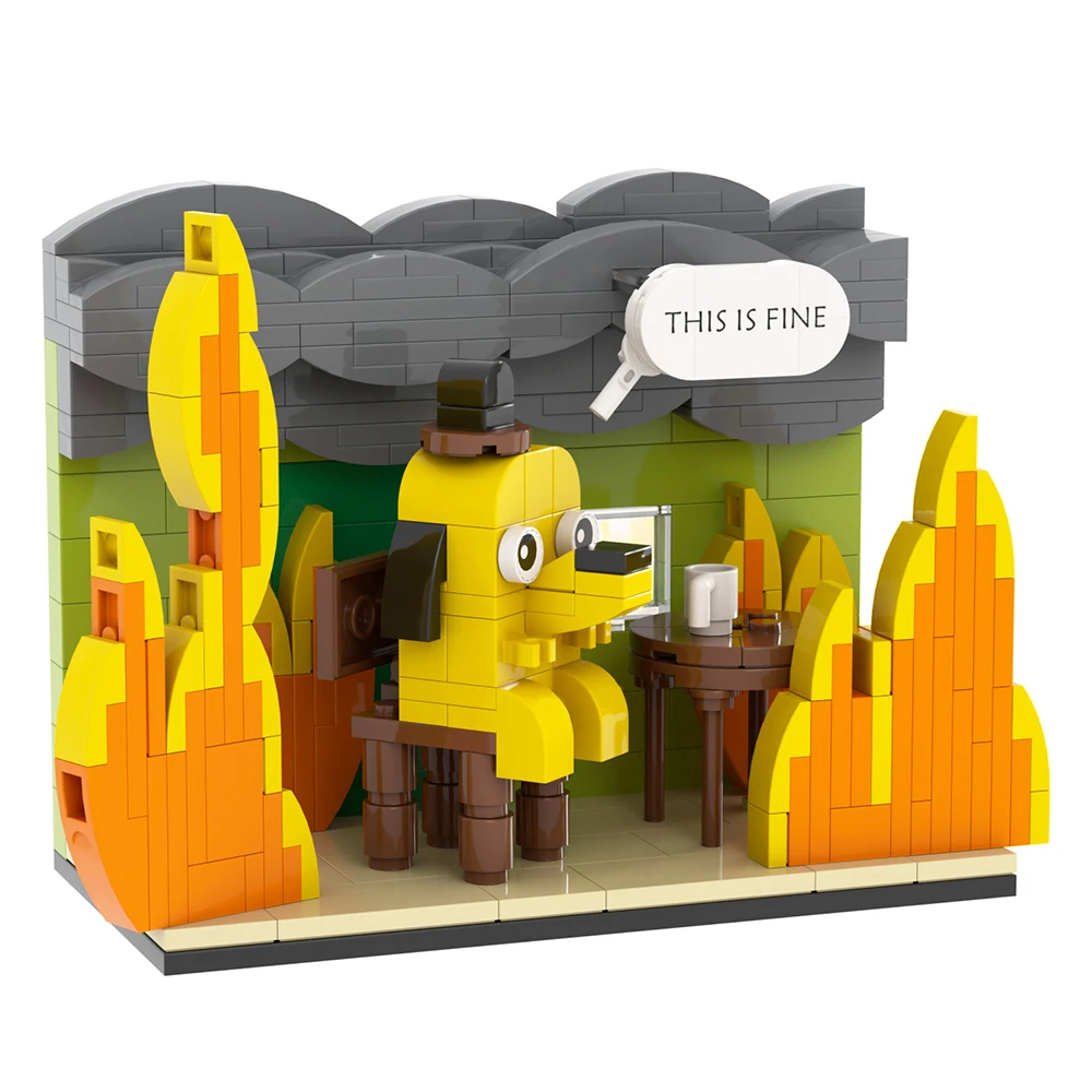 Conjunto de Blocos de Montar Moc "tudo Está Bem" com 299 Peças, Modelo de Animal: Cão com Juba. MDUG