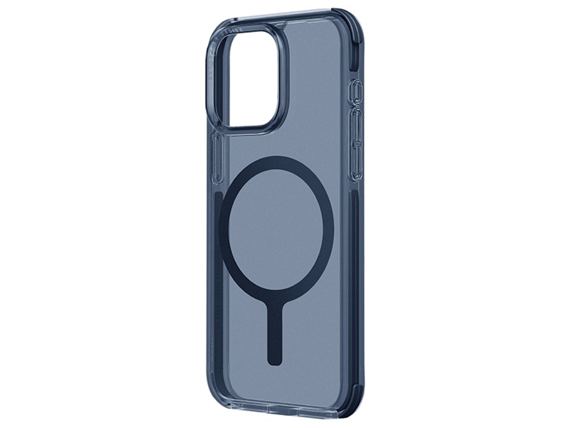 Capa Esfumaçado para iPhone 15 Pro Max UNIQ Pele Sintética Azul