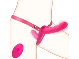 Vibrador Strap-on Ponto G – Duplo Dildo Com 10 Modos, Arnês E Comando