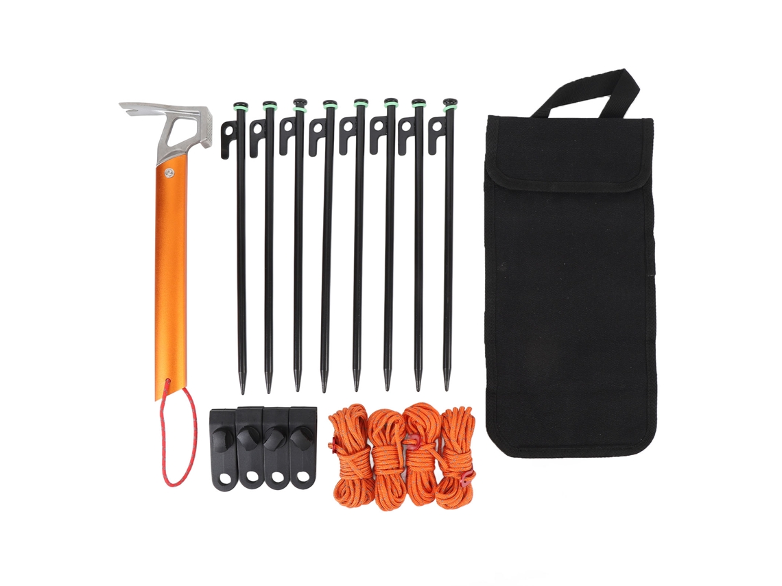 Estacas de Acampamento 30 Cm com Corda 4 Mm, Martelo e Bolsa AQUAFORGE