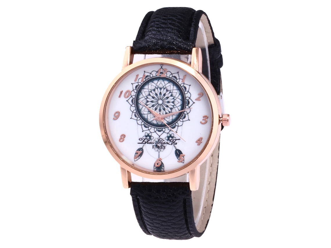 Relógio de Quartzo com Pulseira de Couro Estilo Simples Moderno para Jovens Amantes (preto)