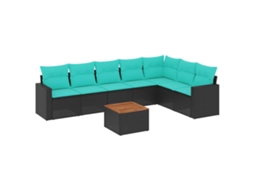 Maison Exclusive - 8 Pcs Conjunto De Sofás P/ Jardim C/ Almofadões Vime Pe Preto