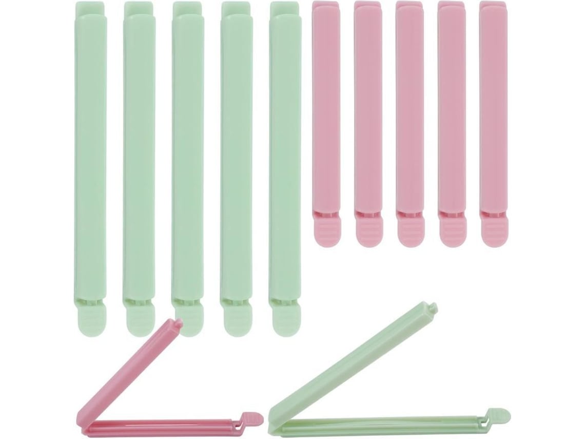 Conjunto de 10 pinças de plástico reutilizáveis para alimentos Linjou, tamanhos 4,7 e 5,9 polegadas, para armazenamento.