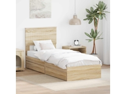 Vidaxl Cama Com Armazenamento Com Gaveta Carvalho Sonoma 75 X 190 Cm