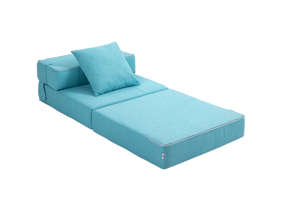 Com 1 Capa De Almofada Removível, Azul Sofá-cama De Tecido Poltrona Conversível De 1 Lugar