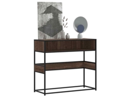 Vidaxl Mesa Consola 90x35x80 Cm Derivados Madeira Carvalho Castanho