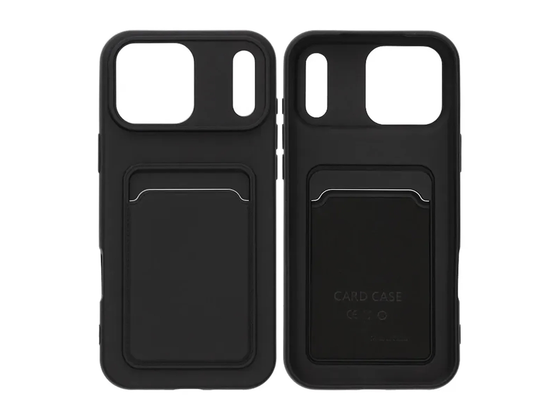 Capa De Silicone Para Celular Com Porta-cartões Para Iphone 17 Pro Max - Preta