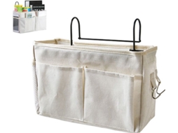 Suporte Organizador Suspenso Com Bolsos Para Cama Sofá Em Algodão Branco