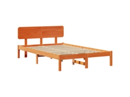 Conjunto 1 Estrutura De Cama De Madeira Vidaxl Castanho Madeira De Pinho Maciça (135 X 190 Cm)