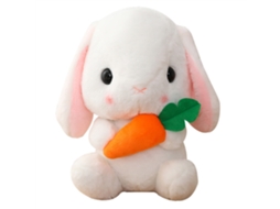Primerox brinquedo de Pelúcia Coelho da Páscoa Presente para Crianças Branco com Cenoura 22cm