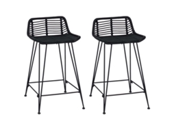 Conjunto 2 Banco De Bar Vidaxl Preto Vime (44 X 45 X 76 Cm)