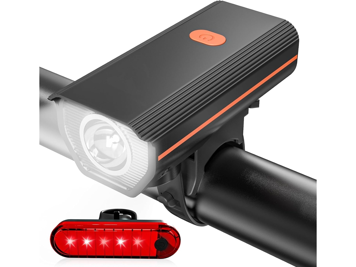 Conjunto De Luzes Recarregáveis ​​para Bicicleta Com Farol Dianteiro E Lanterna Traseira (laranja)