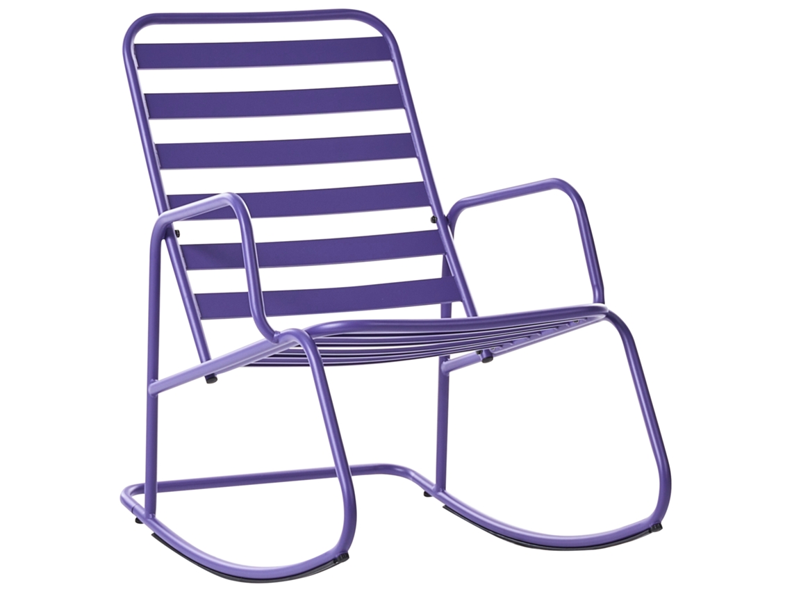 Poltrona De Baloiço Moderna Com Encosto Ripado Beliani Turi De Alumínio Violeta 66x96x92