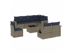 Conjunto de Sofá de Jardim, 9 Peças, Almofadas, Rattan Cinza MAISON EXCLUSIVE