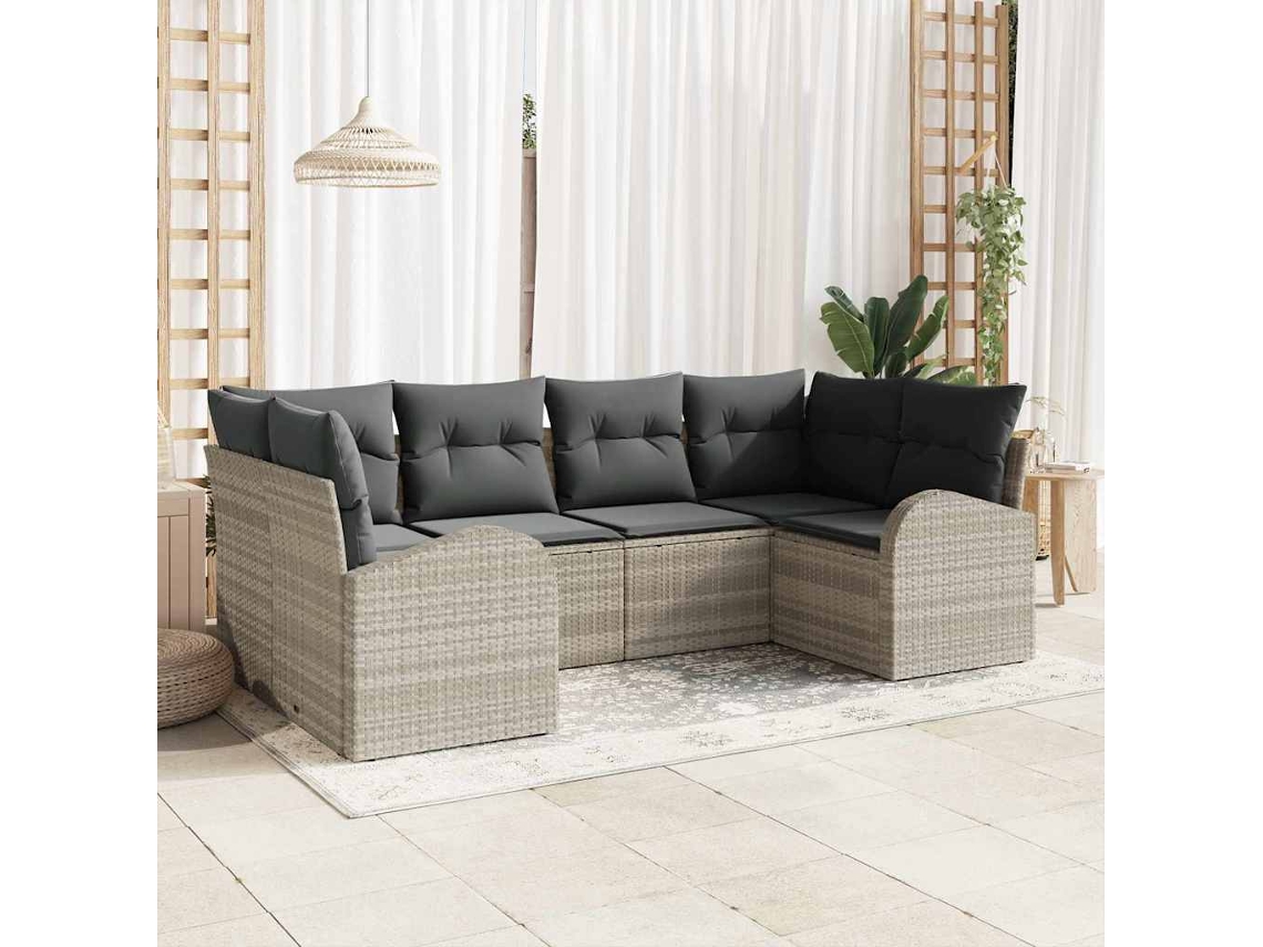 Vidaxl Conjunto de Sofá de Jardim com Almofada 6 Pcs Cinzento claro
