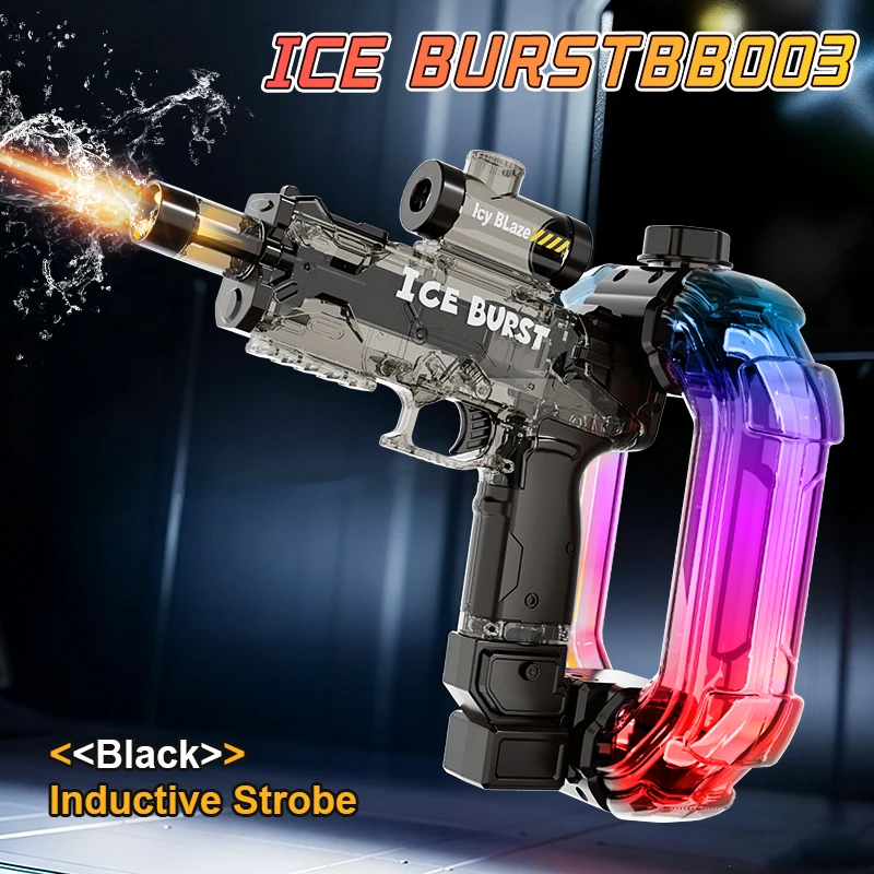 Pistola de Água Elétrica com Luzes Estilosas, Bateria de Longa Duração, Perfeita para Brincadeiras na Praia e Ao Ar Livre. MDUG (preta)