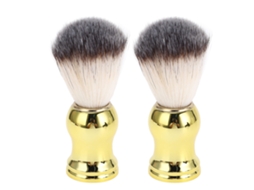 2pcs Escova De Barbear Sintética Para Creme De Barbear, Fácil De Limpar, Cabo Curvo E Cerdas Fina