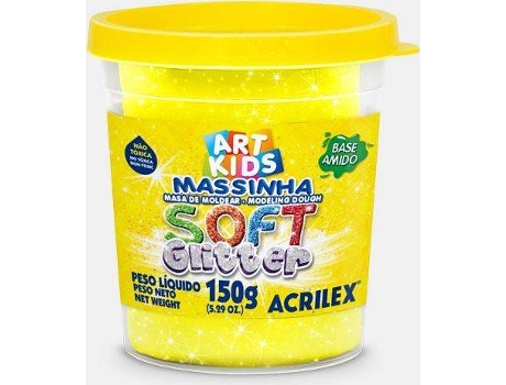 Plasticina ACRILEX Soft Glitter Amarelo 150 g (Idade Mínima: 3 anos)
