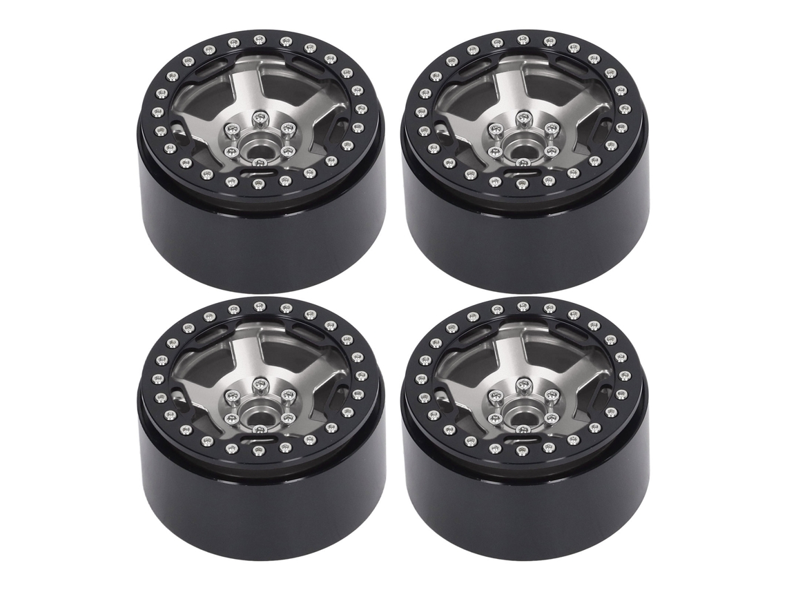 4 Peças Cubo De Roda Rc 2.2in 12mm Hex Drive Alumínio 36mm Para Carro Crawler 1/10 Prata