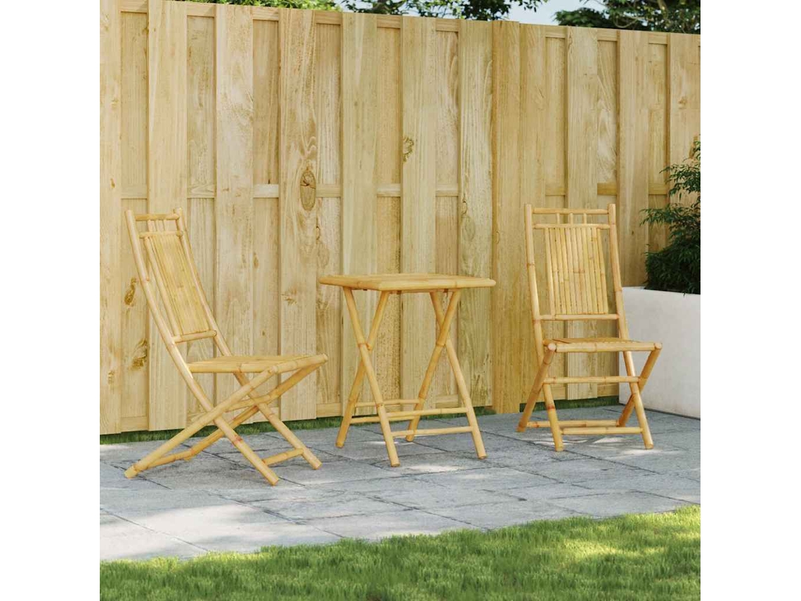 Vidaxl 3 Pcs Conjunto De Bistrô Em Bambu