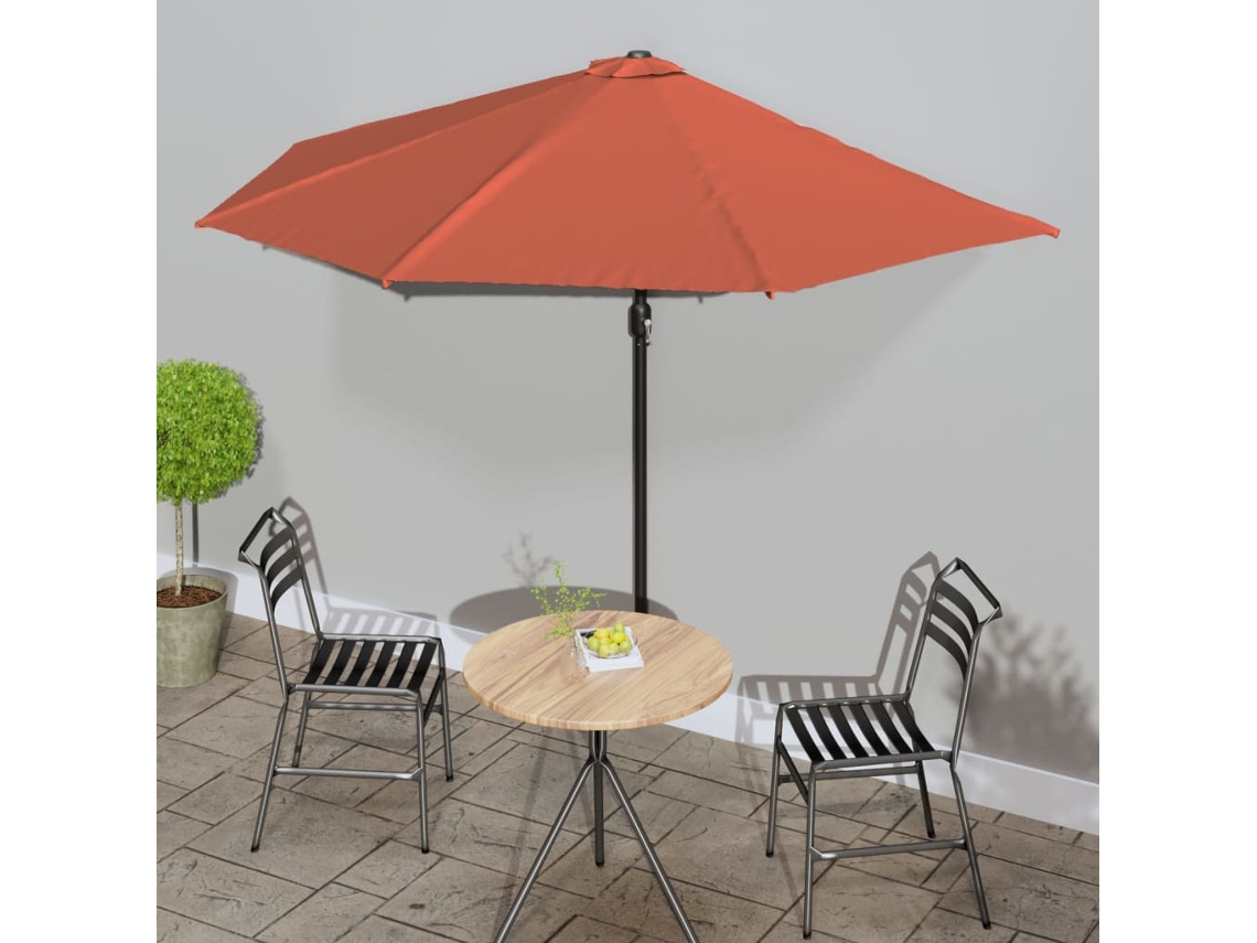 Vidaxl Guarda-sol Poste Alumínio Semicircular 300x155x223 Cm Terracota