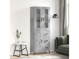 Vidaxl Armário Alto 69,5x34x180 Cm Derivados De Madeira Cinza Cimento