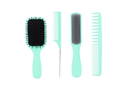 2026 set de 4 Pentes para Cabelo Pentear Desembaraçador Paddle Pentear Estilista Pente de Dentes Duplos Pente com Cabeça em Caixa Verde