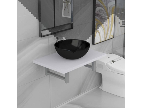 Conjunto de Casa de Banho  Branco e Preto (Cerâmica - 60x40x16.3cm)