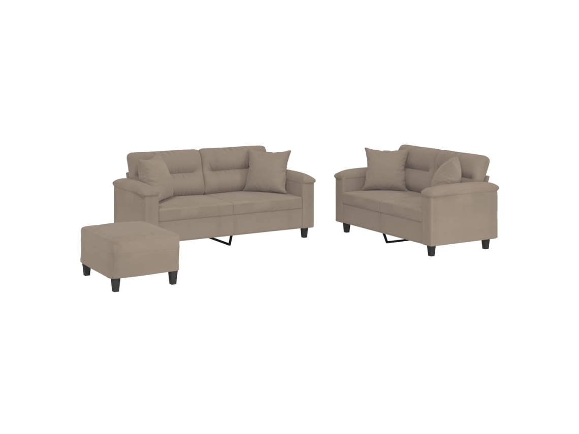 Sofa Set, Sofa Sets Vidaxl Cinzento-acastanhado Microfibra (n/a)
