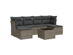 Maison Exclusive - 7 Pcs Conjunto Sofás P/ Jardim C/ Almofadões Vime Pe Cinzento