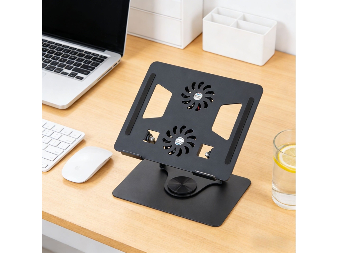 Suporte Para Portátil Com Ventoinha De Refrigeração De Metal Giratória De 360°
