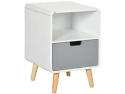 Mesa de cabeceira design escandinavo grande gaveta pintura impermeável 40x38x58cm branco BTFORUS