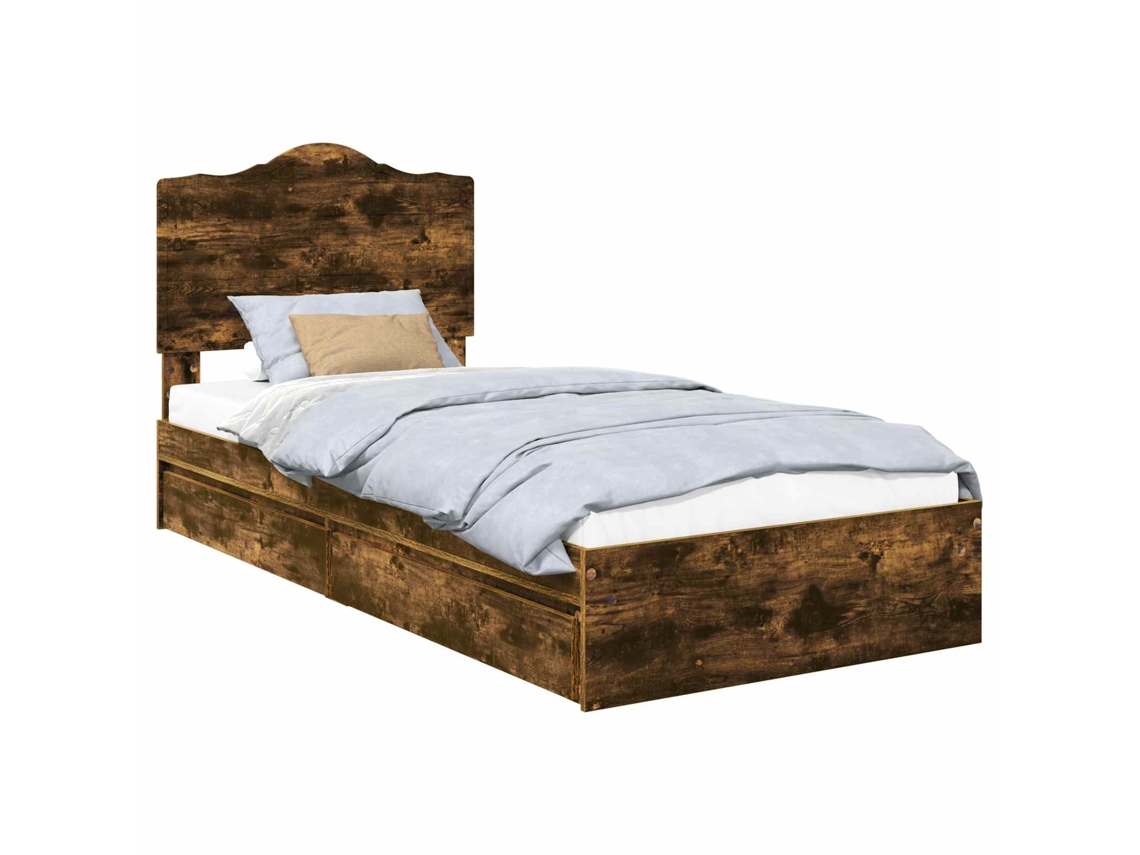 Cama com Armazenamento Carvalho Defumado 75x190 cm MAISON EXCLUSIVE