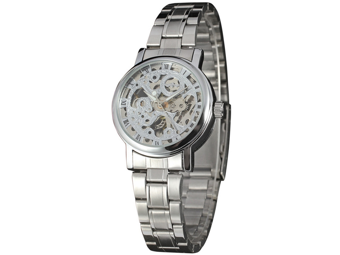 Reloj Automático Mujer De Acero Inoxidable Correa Redondo Moda (plata)